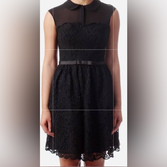 Ted Baker Ranni Lace Detail Belted Black Dress - Picture 4 of 4